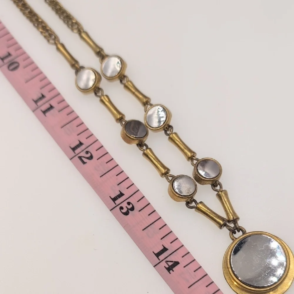 J. Crew Gold and Mirrored Pendant Rope Necklace